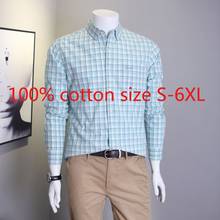 Новое поступление весна 100% хлопок с длинным рукавом свободного кроя в клетку модные мужские повседневные рубашки размера плюс S M L XL 2XL 3XL 4XL 5XL 6XL 2024 - купить недорого