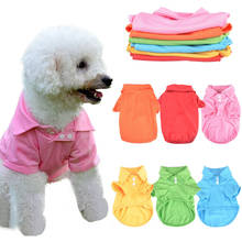 1 шт., теплая однотонная Одежда для собак ярких цветов, модная жилетка для щенков, рубашка поло, одежда для маленьких собак, товары для домашних животных 2024 - купить недорого
