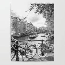 Картины на холсте Амстердам канал домашний декоративный HD печатных велосипеды плакат с изображением моста Картина модульная картина Тип для Гостиная 2024 - купить недорого