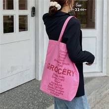 Bolso de hombro de lona con alfabeto rosa para mujer, bolso de mano informal, sencillo, de gran capacidad, para la escuela 2024 - compra barato