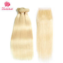 613 Human Hair Bundles with Lace Closure 4*4 Lace Closure Brazilian Human Hair Honey Blonde Non-Remy Hair Weave For Women 11.11 2024 - buy cheap