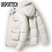 Ursporttech jaqueta masculina de inverno, jaqueta tipo parca 2020 de algodão com almofada, quente e forrada, casacos de cor sólida para homens 2024 - compre barato