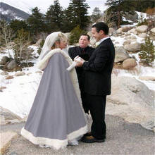 Manto de casamento vintage, jaqueta longa com capuz, cetim, outono inverno, capa para casamento, áreas externas 2024 - compre barato