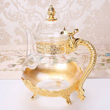 European Gold glass Teapot kettle coffee kettle wine pot Retro Palace Wedding Zinc Alloy Metal Flagon Gift Set Home Decor WY713 2024 - buy cheap
