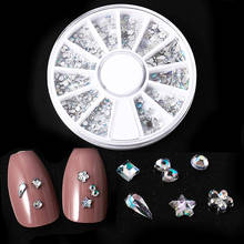 White AB Rhinestone for Nail Glitter 6 Mixed Shape Wheel Diamond Waterdrop Blossom Decor Accessory Nail Art Jewelry Stone DIY 2024 - buy cheap