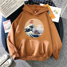 Hokusai on the Cliff by the Sea Comics Print Mens Hoodie Fashion Loose Clothing Fleece Warm Sweatshirt O-Neck Pollover Hoody 2024 - buy cheap