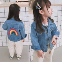 Baby Girls Denim Overalls Autumn Kids Jean Jackets Rainbow Print Girls Clothing Casual Children Back To School Outfit 2 4 6 7 8 2024 - buy cheap