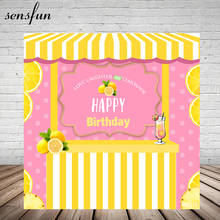 Sensfun limonada barra fotografia pano de fundo para estúdio foto amarelo rosa meninas festa de aniversário fundos vinil personalizado 2024 - compre barato