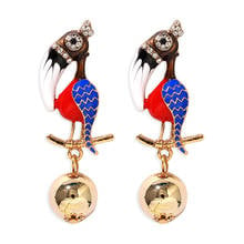 Dvacaman Special Metal Round Ball Woodpecker Drop Earrings for Women Unique Fashion Bird Dangle Earrings Chic Gifts Jewelry 2020 2024 - buy cheap