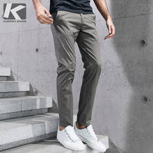 KUEGOU 2020 осенние тонкие хлопковые черные повседневные брюки мужские длинные классические брюки для мужчин Модная винтажная Рабочая брендовая одежда 2397 2024 - купить недорого