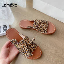 Ldhzxc feminino chinelo estilo praia sapatos de verão para a mulher plana com 2021 moda leopardo couro slides mais tamanho 40 41 femme 2024 - compre barato