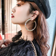 Pendientes coreanos de lujo con diamantes de imitación para mujer, aretes geométricos redondos con estilo ZA, joyería india para mujer 2020 2024 - compra barato