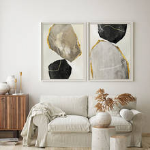 Póster en lienzo con diseño geométrico abstracto para decoración del hogar, imágenes artísticas de pared doradas, pintura de mármol nórdico para sala de estar 2024 - compra barato