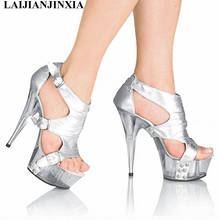 LAIJIANJINXIA-Sandalias de tacón alto de 15 CM para mujer, zapatos de baile de barra para club nocturno, zapatos de fiesta 2024 - compra barato