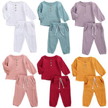 Camisa para bebês recém-nascidos, camisa de manga longa, com botões, de algodão, com cadarço, para meninos e meninas, 1-6 anos de idade 2024 - compre barato