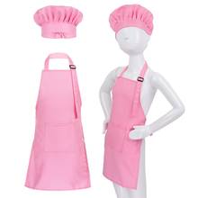 Детский Регулируемый фартук и шляпа шеф-повара унисекс, Комплект кухонной формы для выпечки, тренировочная одежда для мальчиков и девочек, костюм на Хэллоуин 2024 - купить недорого