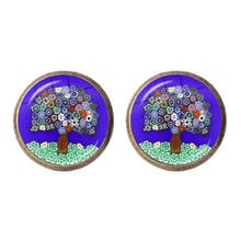 Pendientes de tuerca Árbol de la vida Murano Millefiori, joyería de cabujón de cristal inspirado en las orejas, regalo para mujeres y niñas, venta al por mayor 2024 - compra barato