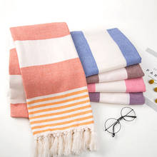 Turkish Striped Cotton Bath Towel With Tassels Travel Gym Sports Camping Bath Towel Easy Care Sauna Beach Gym Pool Blanket Towel 2024 - buy cheap