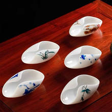 Tea Holder Hand Painted White Porcelain Tea Appreciation Ceramic Tea Spoon Tea Ceremony Utensils Tea Set the Saucer Tea Spoon 2024 - buy cheap