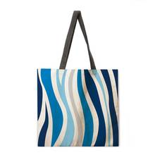 Blue zebra print bag casual handbag lady shoulder bag fashion beach bag foldable shopping bag 2024 - buy cheap