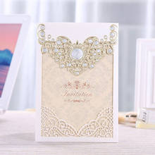 10pçs cartão de convites de casamento estilo flora, em ouro branco, vermelho, cortado à laser, elegante, festa de casamento, decoração de festa de casamento 2024 - compre barato