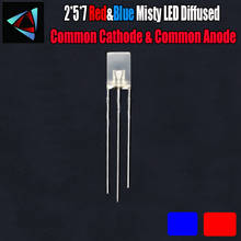 Kit cuadrado de neblina LED, 50 Uds., 2x5x7, 257 MM, cátodo común rojo y azul 2023 - compra barato