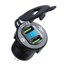QC 3.0 Dual USB Charger Socket Power Aluminum Outlet with Digital Voltmeter USB Port with LED Voltage Meter for Car Motorcycle 2024 - buy cheap
