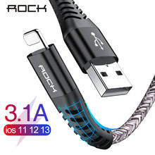 ROCK 3.1A Быстрая зарядка USB кабель для iPhone 11 Pro Max Xs Xr X 8 7 6 Plus 6s ipad мобильный телефон быстрое зарядное устройство кабель для передачи данных 2024 - купить недорого