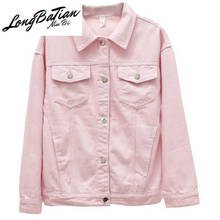 Fashion Plus size Pink Ladies Jeans 2020 Spring New Korean Long sleeve Casual Denim Jacket Women Student Basic Outerwear 2024 - buy cheap