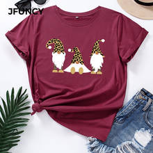 JFUNCY Short Sleeve Women's Cotton T-shirt Santa Claus Christmas T Shirts Female Graphic Tees Tops Lady Tshirt 2024 - buy cheap