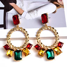 New Arrive Statement Long Metal Colorful Crystal Drop Earrings High-Quality Rhinestones Jewelry Accessories For Women Wholesale 2024 - buy cheap