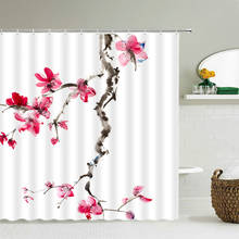 Chinese Plum Flower Plant Polyester Fabric Shower Curtains Decor Multi-size Ink painting Waterproof Shower Curtains for Bathroom 2024 - buy cheap