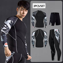 Men New Compression 3 Pcs/Sets Sports T-Shirt Men's Running Shrits +Jogging Pants Indoor Gym Training Sportswear Suit 2024 - buy cheap