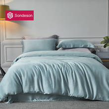 Sondeson Luxury 100% Silk Blue Bedding Set 25 Momme Silk Healthy Duvet Cover Set Pillowcase Queen King Quilt Cover Bedclothes 2024 - buy cheap