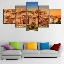 5 Panels Morocco ksar Canvas Painting Ait Ben Haddou Wall Art Prints Home Decor Picture For Living Room 2024 - buy cheap