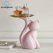 Strongwell Nordic Cat Figurines Storage Tray Display Craft Fruit Plate Resin Sundries Holder Ornaments Home Decoration Gift 2024 - buy cheap