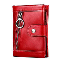 Fashion Genuine Leather Women Wallet Bi-fold Wallets Red ID Card Holder Coin Purse  Small Women's Purse 2024 - buy cheap