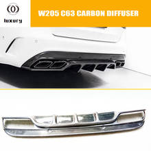 C63 Carbon Fiber FD Style Rear Bumper Spoiler Lip Diffuser Protector for Benz W205 C63 & C63s Amg 4 Door 2024 - buy cheap