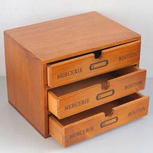 Caixa de armazenamento retrô de madeira, 4 camadas, armário, gaveta, multifuncional, mesa de escritório 2024 - compre barato