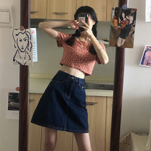 Women's skirt summer retro was thin high waist skirt wild A-line skirt temperament short skirt tide 2024 - buy cheap