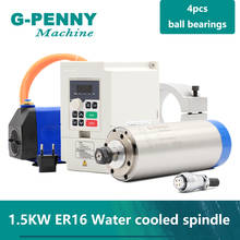 CNC Spindle 1.5kw ER16 80mm Water Cooled Spindle 4pcs Bearings Speed 0-24000rpm & 1.5kw VFD & 80mm Holder & 75w Water Pump 2024 - buy cheap