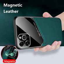 Силиконовый чехол с магнитной кожаной текстурой для iPhone 13, 12, 11 Pro, XS MAX, XR, X, SE2020, 7, 8, 6, 6S Plus, ультратонкий защитный мягкий чехол 2024 - купить недорого