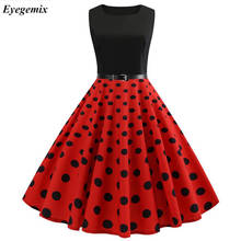 2021 Red Polka Dot Dress Women Sleeveless Big Swing 60s 50s Rockabilly Robe Vintage Dress Pin Up Party Summer Dresses with Belt 2024 - buy cheap