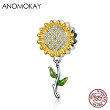 Anomokay Classic Gold Color Sunflower Charm fit Silver Bracelet Necklace 925 Sterling Silver Flower Beads DIY Jewelry Accessory 2024 - buy cheap