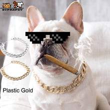 Preupet cão de estimação gato coleira cão engraçado colar legal para pitbull ouro prata colar cão pitbull corrente colar plástico cão corrente 2024 - compre barato