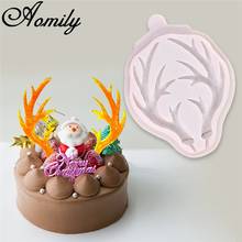 Forma de silicone em forma de antler aomily, forma de silicone para chocolate, ferramentas de decoração de bolos, cupcake, cookies e muffin pan, presente 2024 - compre barato
