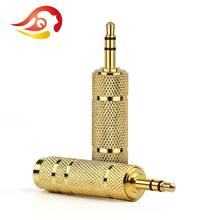 QYFANG 3.5mm to 6.35mm 3 Pole Audio Jack Earphone Plug Metal Alloy Bright Gold Shell Adapter Wire Connector Female Converter 2024 - buy cheap