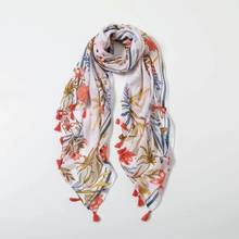 2021 Fashion Newest Floral Printed Pattern Cotton Tassel Scarf Shawls Wraps Hijabs 10pcs/lot 2024 - buy cheap
