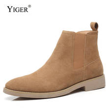 YIGER-Botas Chelsea para hombre, botines informales de ante de vaca, para el desierto, con suela de goma 2024 - compra barato