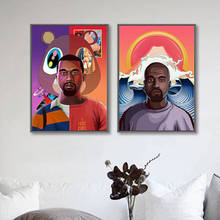 Póster de arte de pared del cantante Rapper Kanye West, figura abstracta, pintura en lienzo, cuadros de pared modernos para decoración del hogar y sala de estar 2024 - compra barato